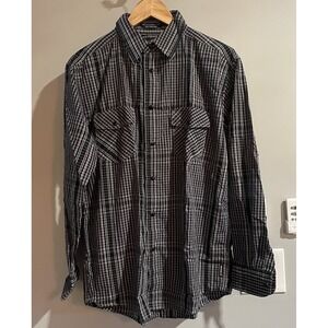 Airwalk Shirt Pearl Snap Plaid Button Up Long Roll Tab Sleeve Mens Size Large